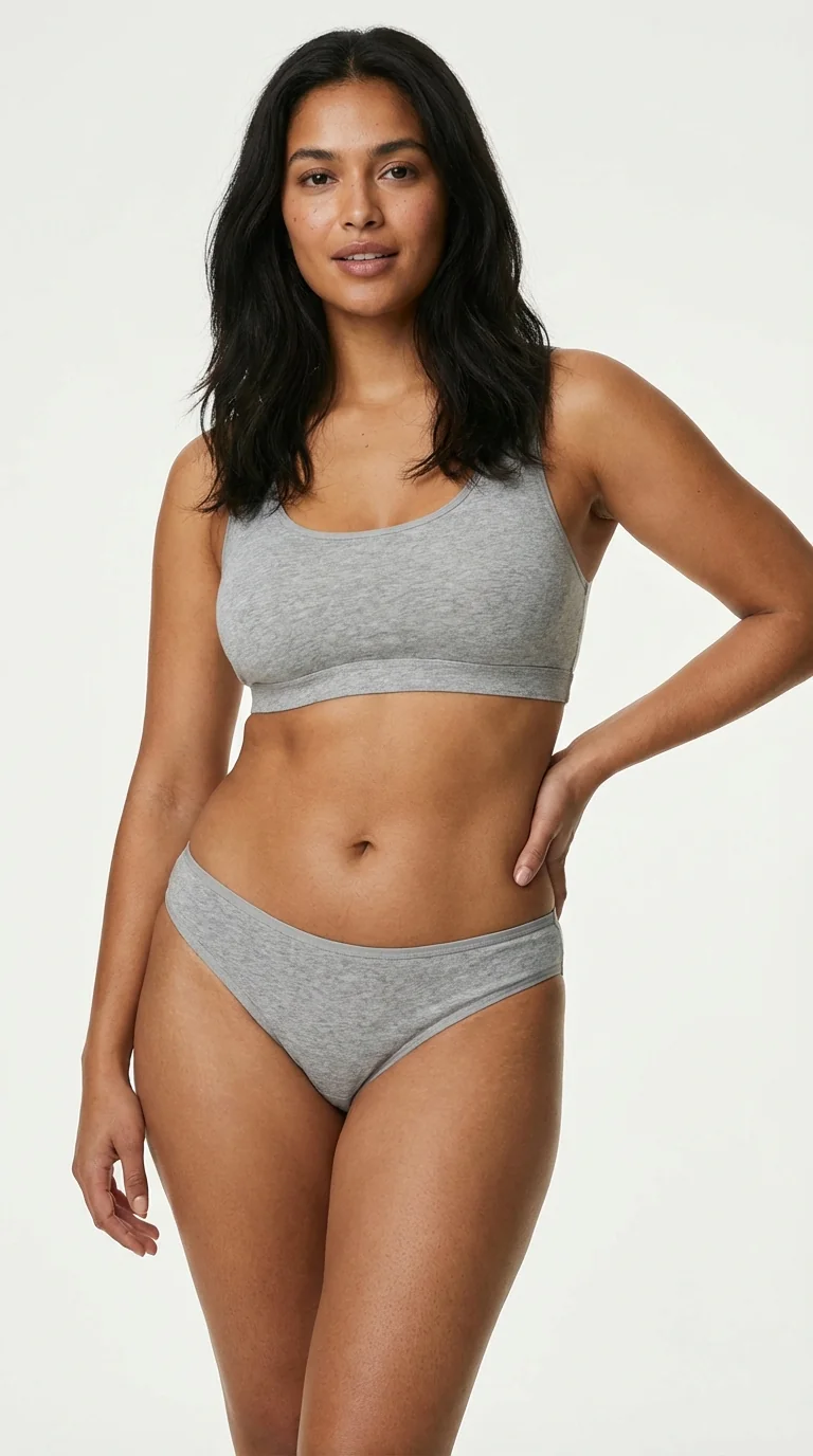 Melanj Gri Pamuklu Penye Slip Külot - Melanj Gri Renk Detayı